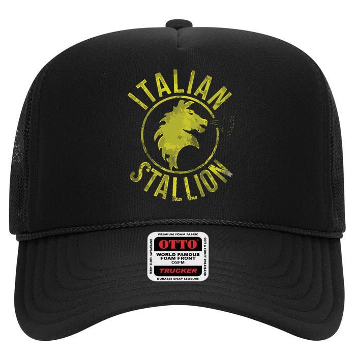 Funny Rocky Italian Stallion Horse High Crown Mesh Back Trucker Hat