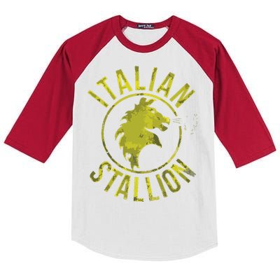 Funny Rocky Italian Stallion Horse Kids Colorblock Raglan Jersey