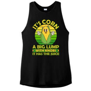 Funny Retro It's Corn A Big Lump With Knobs It Has The Juice Ladies PosiCharge Tri-Blend Wicking Tank