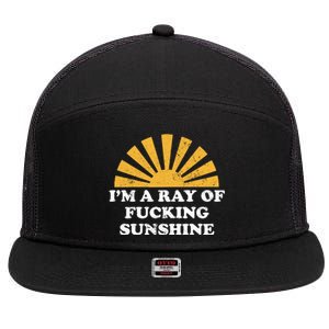 Funny Retro I Am A Ray Of Fucking Sunshine Gift 7 Panel Mesh Trucker Snapback Hat