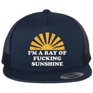 Funny Retro I Am A Ray Of Fucking Sunshine Gift Flat Bill Trucker Hat