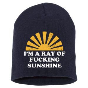 Funny Retro I Am A Ray Of Fucking Sunshine Gift Short Acrylic Beanie