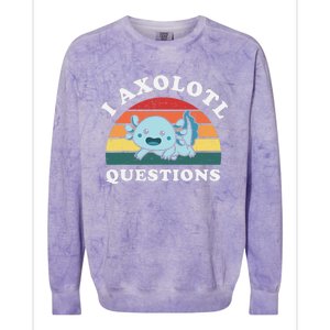 Funny Retro I Axolotl Questions Cute Axolotl Animal Colorblast Crewneck Sweatshirt