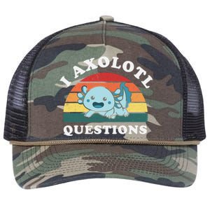 Funny Retro I Axolotl Questions Cute Axolotl Animal Retro Rope Trucker Hat Cap