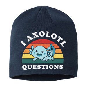 Funny Retro I Axolotl Questions Cute Axolotl Animal Sustainable Beanie