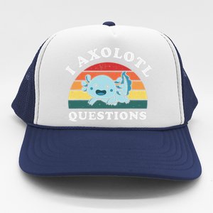 Funny Retro I Axolotl Questions Cute Axolotl Animal Trucker Hat