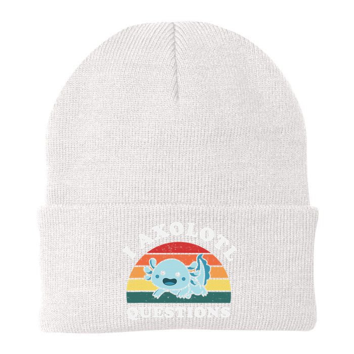 Funny Retro I Axolotl Questions Cute Axolotl Animal Knit Cap Winter Beanie