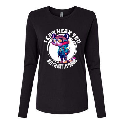 Funny Raccoon I Can Hear You But Im Listening Womens Cotton Relaxed Long Sleeve T-Shirt