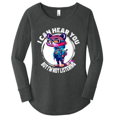 Funny Raccoon I Can Hear You But Im Listening Women's Perfect Tri Tunic Long Sleeve Shirt