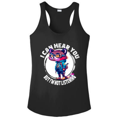 Funny Raccoon I Can Hear You But Im Listening Ladies PosiCharge Competitor Racerback Tank