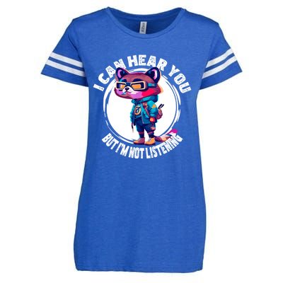 Funny Raccoon I Can Hear You But Im Listening Enza Ladies Jersey Football T-Shirt