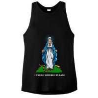Funny Religious I Tread Where I Please Mary Versus Tread On Me Snake Ladies PosiCharge Tri-Blend Wicking Tank