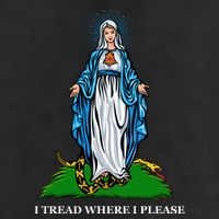 Funny Religious I Tread Where I Please Mary Versus Tread On Me Snake Cool Comfort Performance Bucket Hat