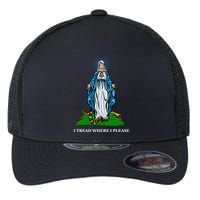 Funny Religious I Tread Where I Please Mary Versus Tread On Me Snake Flexfit Unipanel Trucker Cap