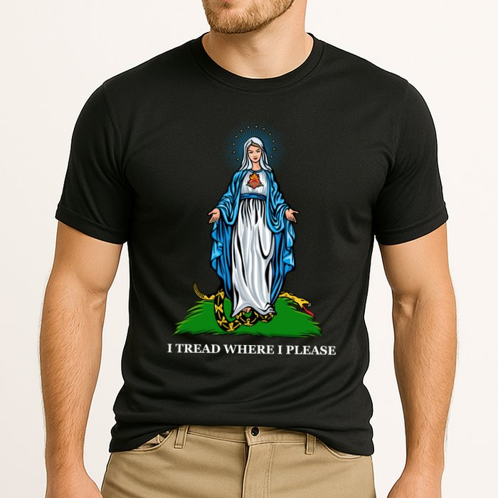 Funny Religious I Tread Where I Please Mary Versus Tread On Me Snake Cooling Performance Crew T-Shirt