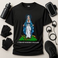 Funny Religious I Tread Where I Please Mary Versus Tread On Me Snake Cooling Performance Crew T-Shirt