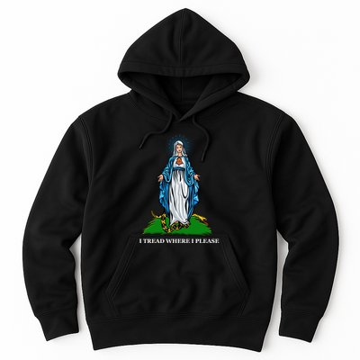 Funny Religious I Tread Where I Please Mary Versus Tread On Me Snake Hoodie