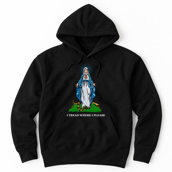 Funny Religious I Tread Where I Please Mary Versus Tread On Me Snake Hoodie