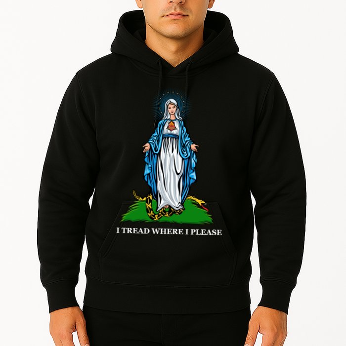 Funny Religious I Tread Where I Please Mary Versus Tread On Me Snake Hoodie
