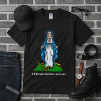 Funny Religious I Tread Where I Please Mary Versus Tread On Me Snake Tall T-Shirt