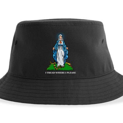 Funny Religious I Tread Where I Please Mary Versus Tread On Me Snake Sustainable Bucket Hat