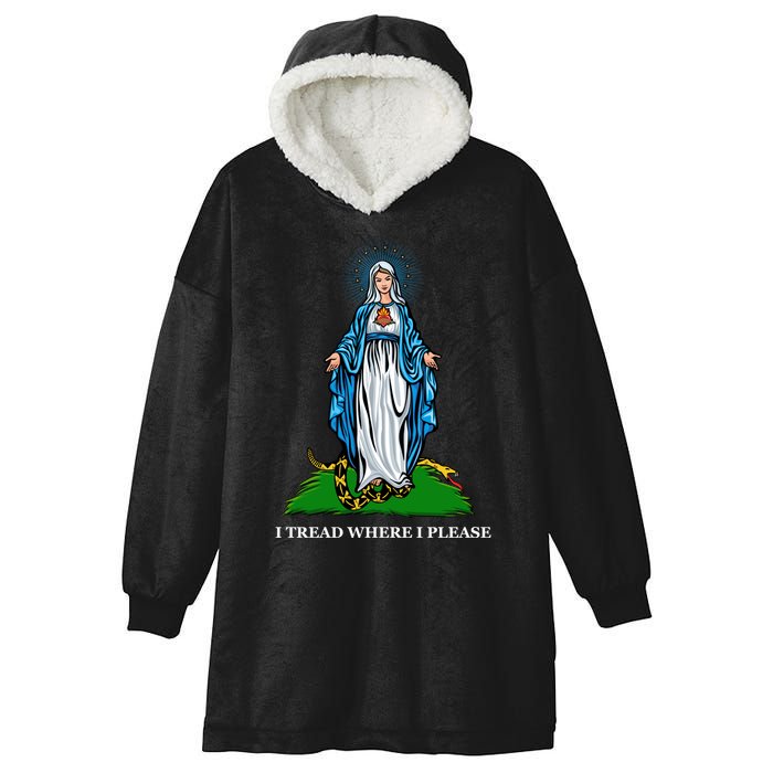 Funny Religious I Tread Where I Please Mary Versus Tread On Me Snake Hooded Wearable Blanket