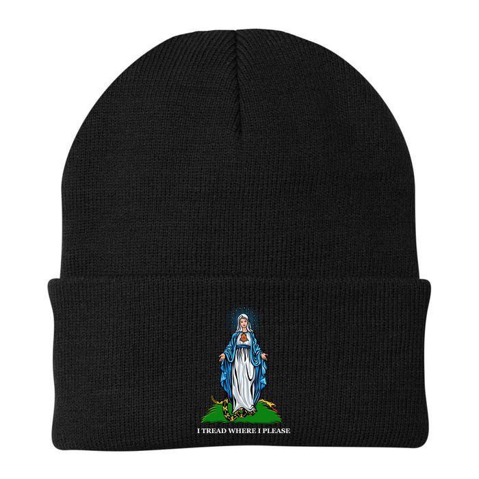 Funny Religious I Tread Where I Please Mary Versus Tread On Me Snake Beanie