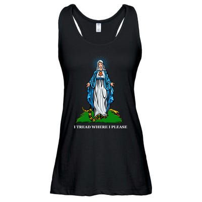 Funny Religious I Tread Where I Please Mary Versus Tread On Me Snake Ladies Essential Flowy Tank