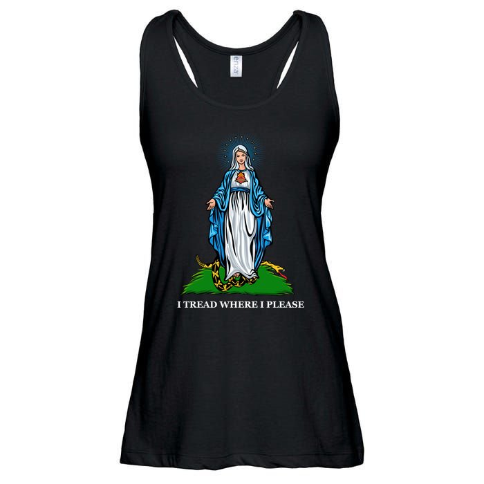 Funny Religious I Tread Where I Please Mary Versus Tread On Me Snake Ladies Essential Flowy Tank