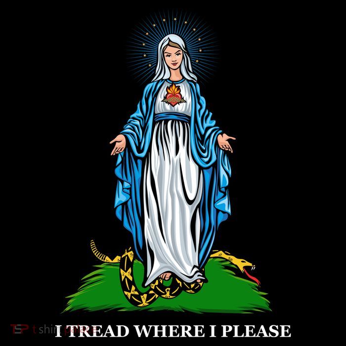 Funny Religious I Tread Where I Please Mary Versus Tread On Me Snake Sustainable Beanie