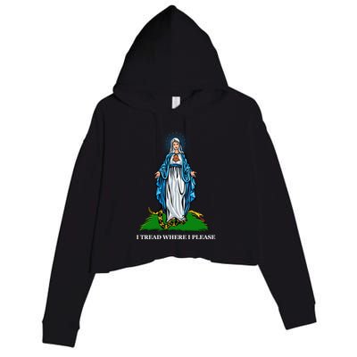 Funny Religious I Tread Where I Please Mary Versus Tread On Me Snake Crop Fleece Hoodie