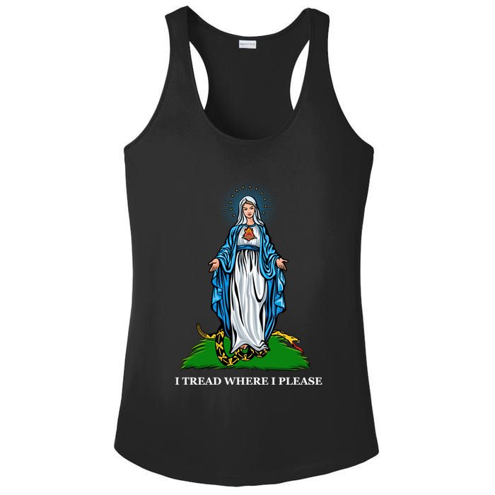 Funny Religious I Tread Where I Please Mary Versus Tread On Me Snake Ladies PosiCharge Competitor Racerback Tank