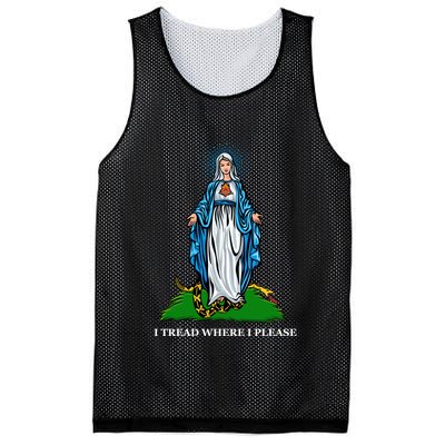 Funny Religious I Tread Where I Please Mary Versus Tread On Me Snake Mesh Reversible Basketball Jersey Tank