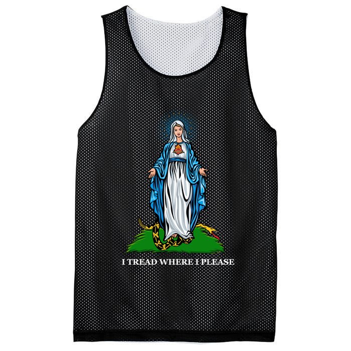 Funny Religious I Tread Where I Please Mary Versus Tread On Me Snake Mesh Reversible Basketball Jersey Tank