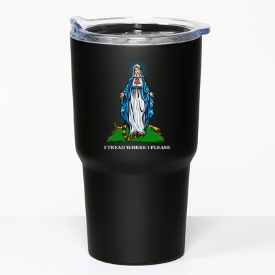 Funny Religious I Tread Where I Please Mary Versus Tread On Me Snake Tumbler
