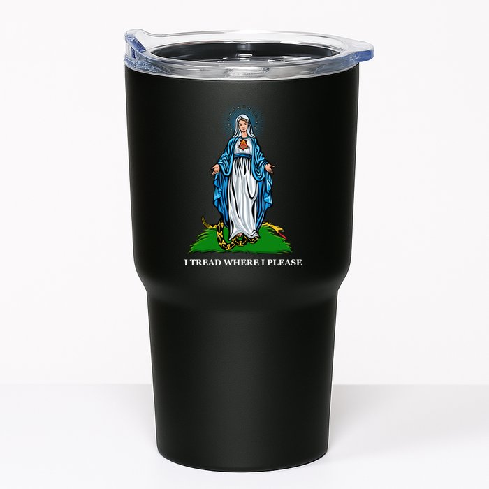 Funny Religious I Tread Where I Please Mary Versus Tread On Me Snake Tumbler