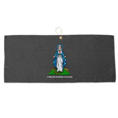 Funny Religious I Tread Where I Please Mary Versus Tread On Me Snake Large Microfiber Waffle Golf Towel