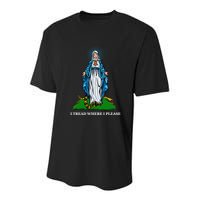 Funny Religious I Tread Where I Please Mary Versus Tread On Me Snake Youth Performance Sprint T-Shirt