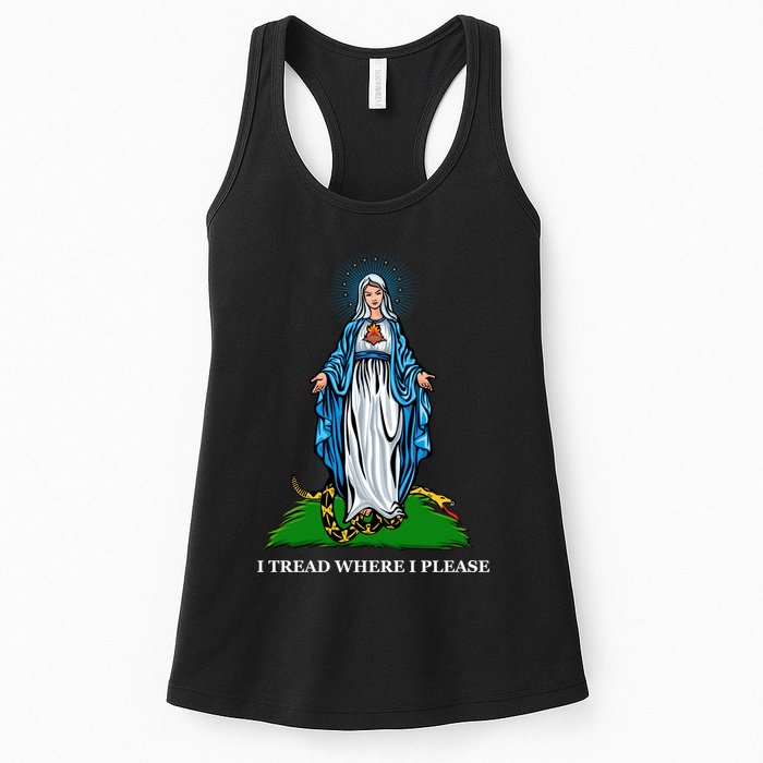 Funny Religious I Tread Where I Please Mary Versus Tread On Me Snake Womens Tank Top