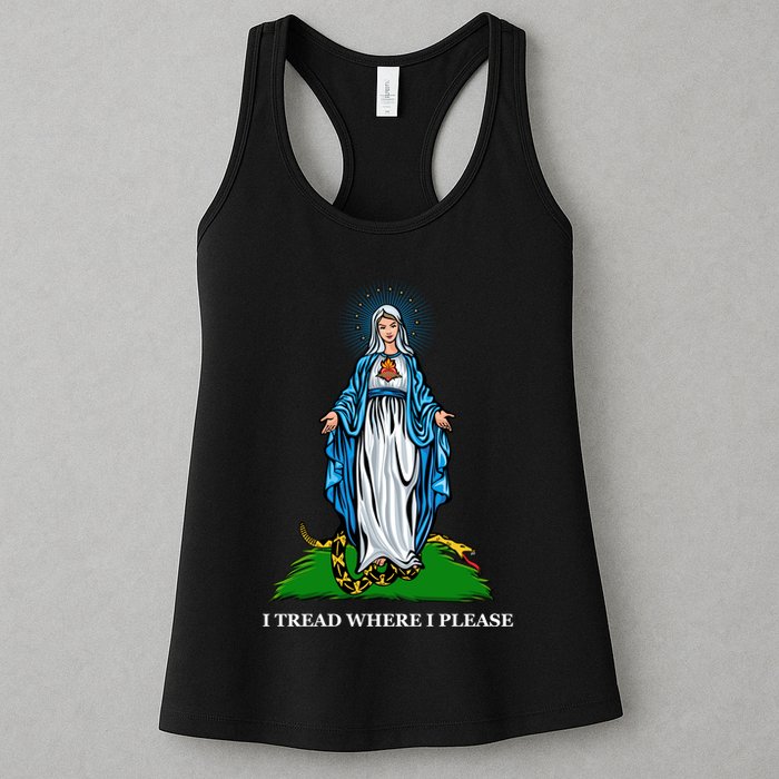 Funny Religious I Tread Where I Please Mary Versus Tread On Me Snake Womens Tank Top