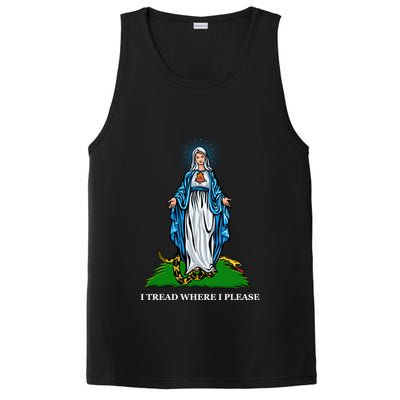 Funny Religious I Tread Where I Please Mary Versus Tread On Me Snake PosiCharge Competitor Tank