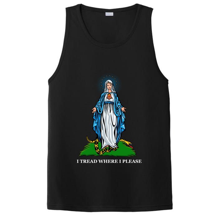 Funny Religious I Tread Where I Please Mary Versus Tread On Me Snake PosiCharge Competitor Tank