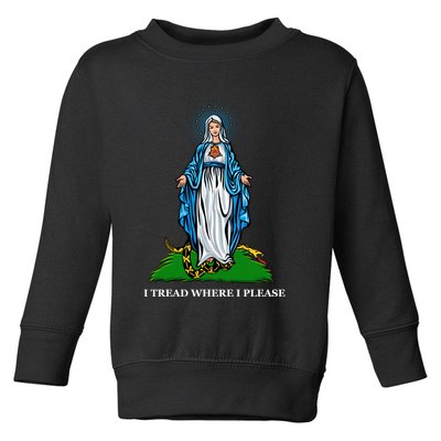 Funny Religious I Tread Where I Please Mary Versus Tread On Me Snake Toddler Sweatshirt