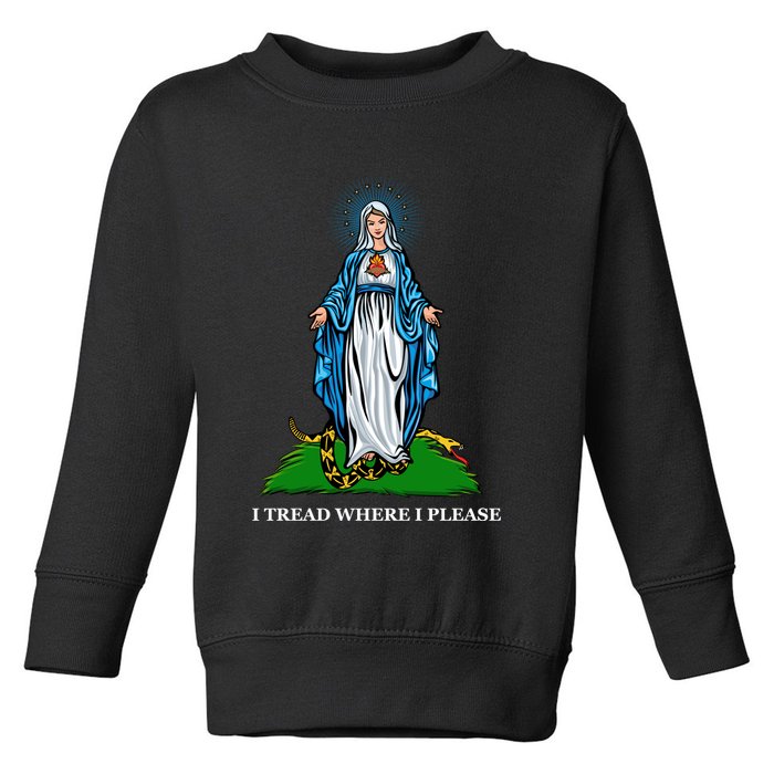 Funny Religious I Tread Where I Please Mary Versus Tread On Me Snake Toddler Sweatshirt