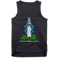 Funny Religious I Tread Where I Please Mary Versus Tread On Me Snake Tank Top