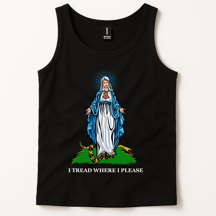 Funny Religious I Tread Where I Please Mary Versus Tread On Me Snake Tank Top
