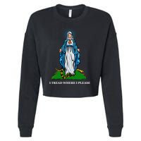 Funny Religious I Tread Where I Please Mary Versus Tread On Me Snake Cropped Pullover Crew