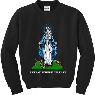 Funny Religious I Tread Where I Please Mary Versus Tread On Me Snake Kids Sweatshirt