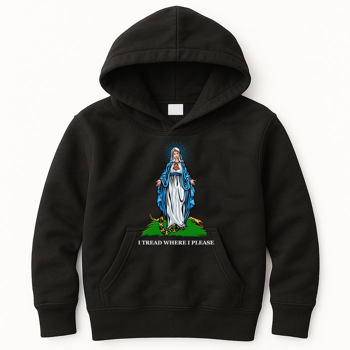 Funny Religious I Tread Where I Please Mary Versus Tread On Me Snake Kids Hoodie