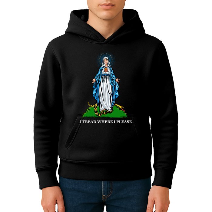 Funny Religious I Tread Where I Please Mary Versus Tread On Me Snake Kids Hoodie